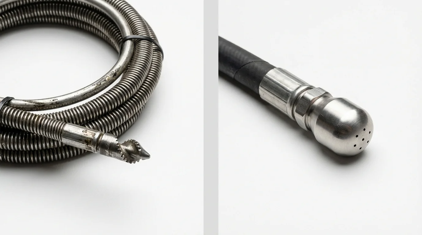 Drain snake cable and hydro jetting nozzle used for drain cleaning in Goldfield, NV